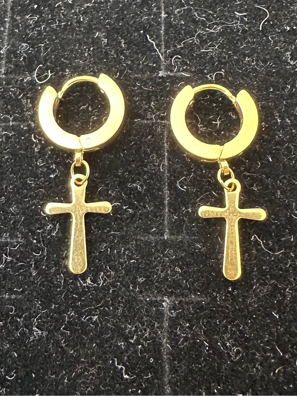 New Gold stainless steel Cross Hoop Earrings